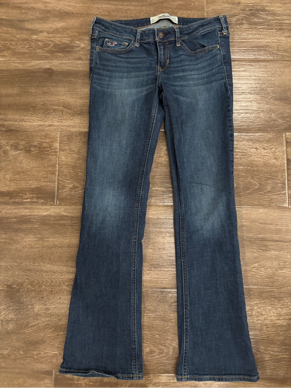 Hollister Women's Size 5 Short Dark Blue Flare Jeans Low Rise Waist 27 Casual